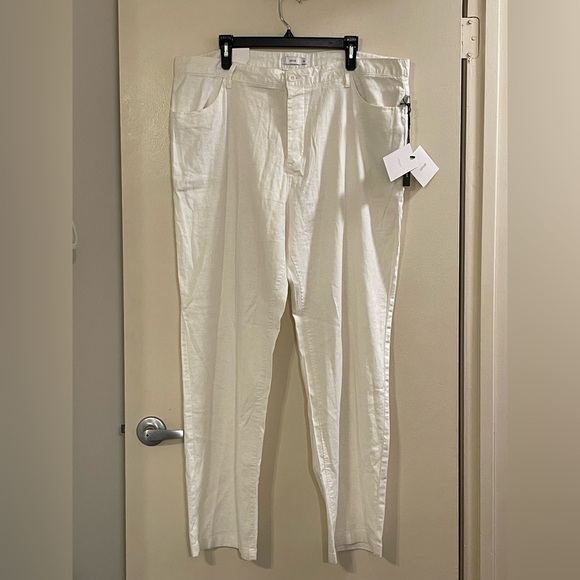 Onia Stretch Linen Trouser in White - Picture 3 of 7